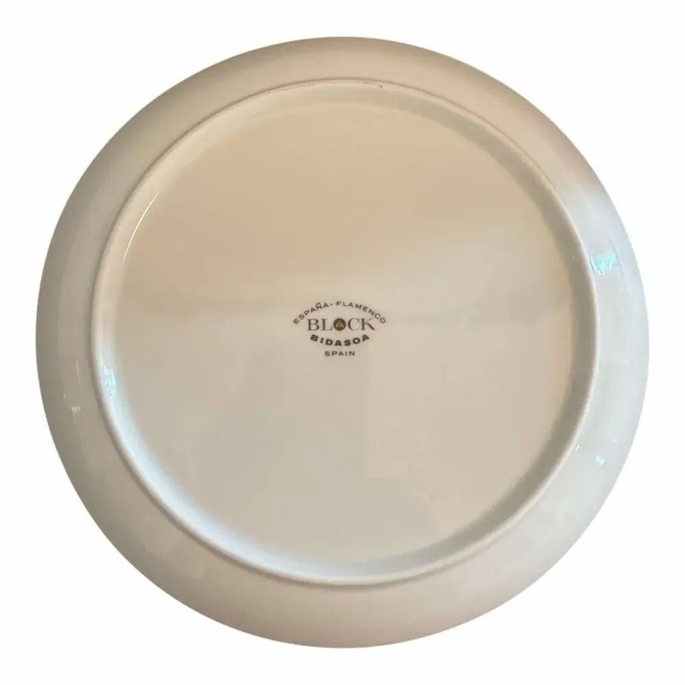 Bidasoa Espana Flamenco Set 4 Dinner Plates White Red Porcelain Made in Spain